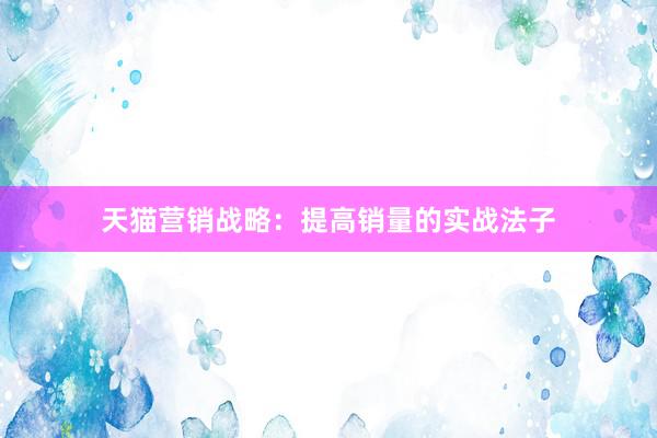 天猫营销战略:提高销量的实战法子